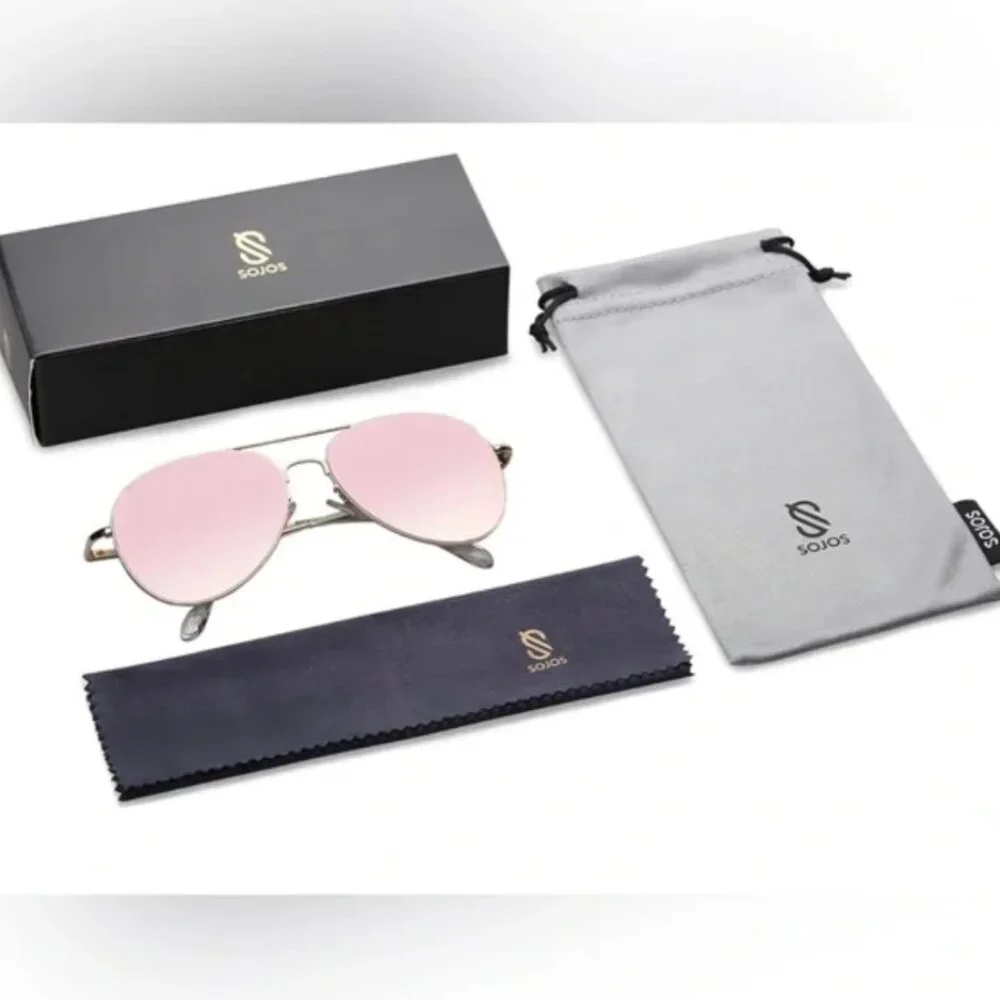 NWT Classic Aviator Sunglasses for Women Men Metal Spring Hinges